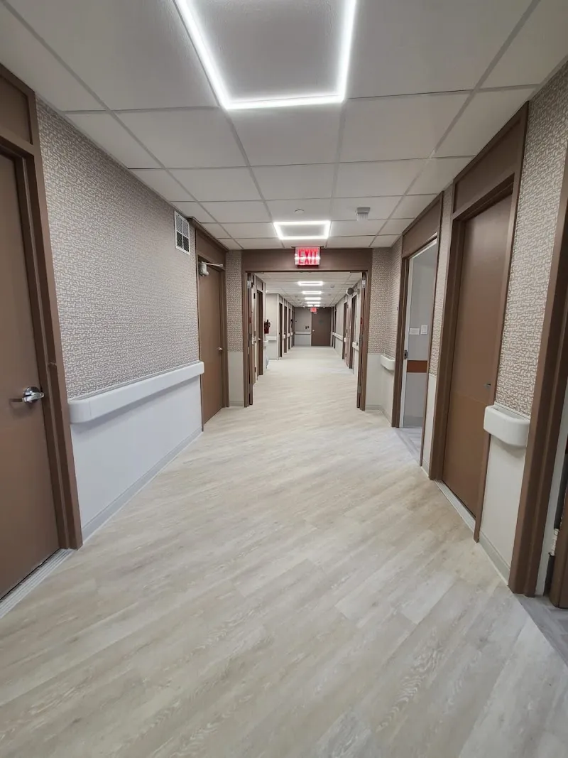 Bright hallway with modern design at Eastchester Rehab & Health, a detox center in Bronx.
